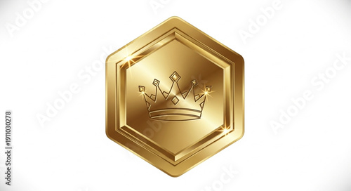 Golden Crown Emblem on Hexagon.