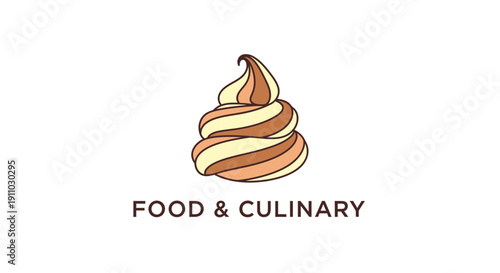 Minimalist Ice Cream Logo Representing The Art Of Food And Culinary Delights