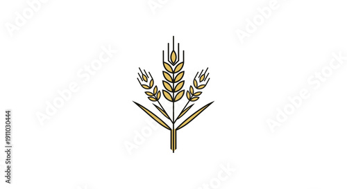 Minimalist Illustration of Wheat Stalk with Golden Hues for Agriculture or Organic Themes