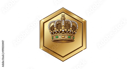 Golden Crown Emblem on Hexagon.