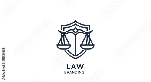 Minimalist Law Firm Logo: Justice Scales Emblem in a Shield For Legal Brands