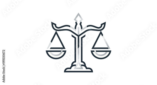 Minimalist Law Scales Icon Depicting Justice Balance and Legal Systems Accurately