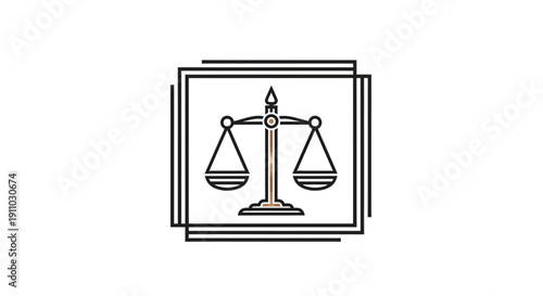 Minimalist Law Symbol: Balance Scales Within a Geometric, Clean, Modern Design