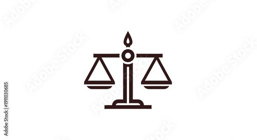 Minimalist Law Symbol Illustrating Balance,Justice,Fairness,And Judgment on White
