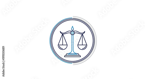 Minimalist Law Symbol Emphasizing Justice, Balance, Fairness, and Legal Structure Design