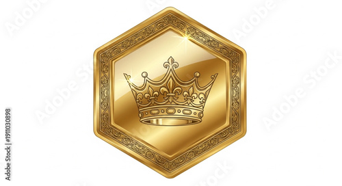 Golden Crown Emblem on Hexagon.