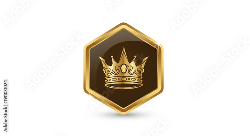 Golden Crown Emblem on Hexagon.