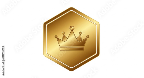Golden Crown Emblem on Hexagon.