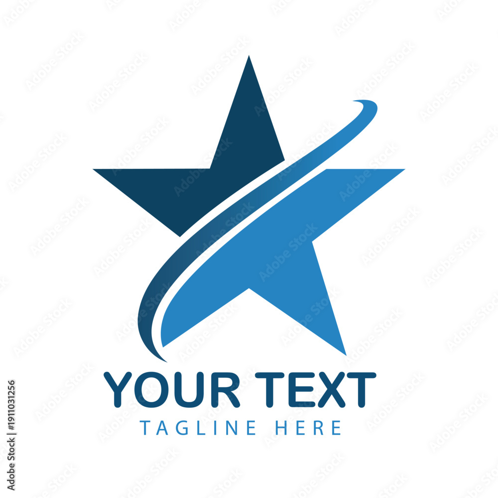 Obraz premium Blue and Gray Star Logo with Dynamic Swoosh for Business Success Vector