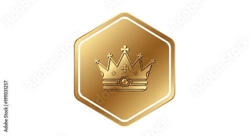 Golden Crown Emblem on Hexagon.