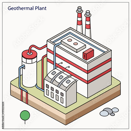 Detailed Smart Geothermal Plant Cross Section Illustrating Underground Renewable Energy Production