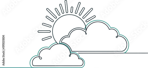 Weather Forecast Icon with Sun and Clouds