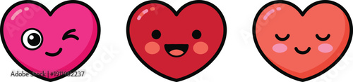 Cute Valentine Heart Characters - Kawaii Love Mascot Icons