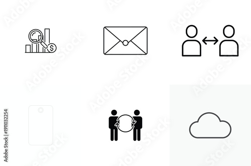 Icons representing technology, collaboration, and cloud computing concepts