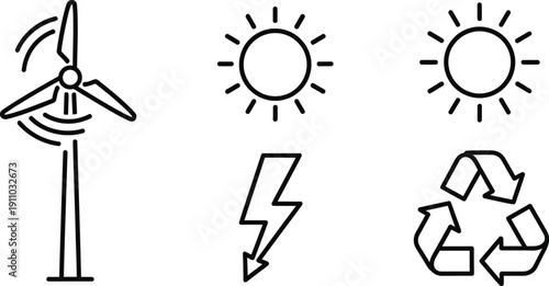 Renewable Energy and Environmental Weather Icons