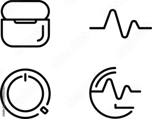 Set of smart speaker and audio control icons