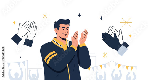 Man Applauding Cheering Crowd Celebration Event Engagement
