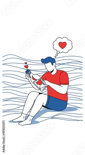 Man Expressing Love Through Art and Thoughtful Gestures Minimalist Style