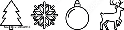 Winter Season and Christmas Holiday Celebration Icons