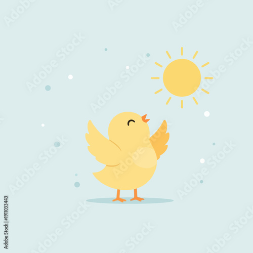 Joyful Yellow Chick Embracing Sunny Skies