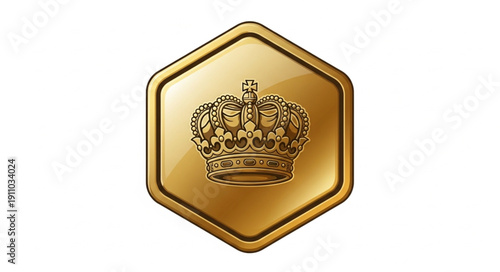 Golden Crown Emblem on Hexagon.