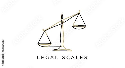 Minimalist Legal Scales Logo Representing Justice, Law, and Balance in Design