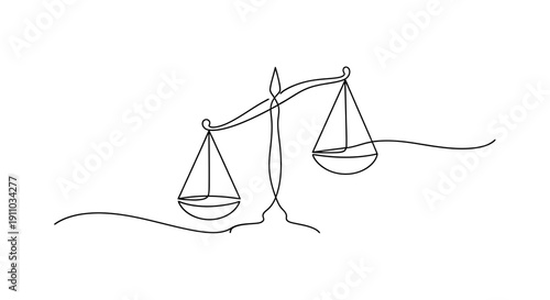 Minimalist Linear Illustration Of Justice Scales Depicting Equilibrium And Balance