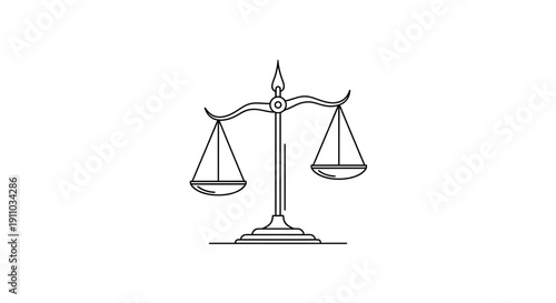 Minimalist Linear Illustration Of Justice Scales Depicting Balance and Fairness Accurately