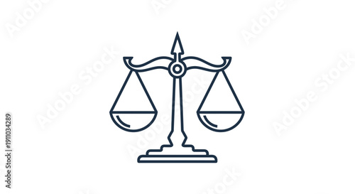 Minimalist Linear Illustration Of Justice Scales Representing Fairness and Law