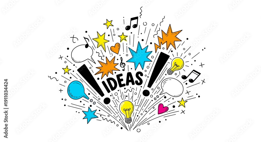 Obraz premium Creative Ideas Concept with Colorful Doodle Elements