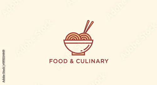 Minimalist Noodle Bowl Logo Design: A Culinary Visual Representation for Adobe Stock