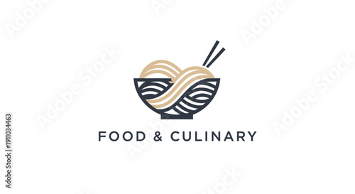 Minimalist Noodle Bowl Logo Design: Modern Culinary Branding for Restaurants