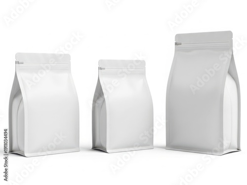 Set of three white zipper storage bags in various sizes