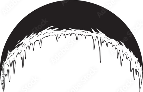 Abstract Black and White Illustration of Icicles or Stalactites frozen winter