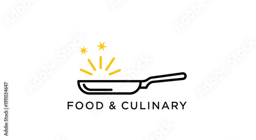 Minimalist Pan Icon With Radiant Effect and Text for Food and Culinary Purposes