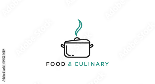 Minimalist Pot Illustration Emphasizing Culinary Arts, Food Preparation And Steaming Vapor