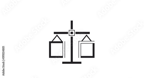 Minimalist Scales Depicting Equilibrium, Justice, And Geometric Balance In Monochrome