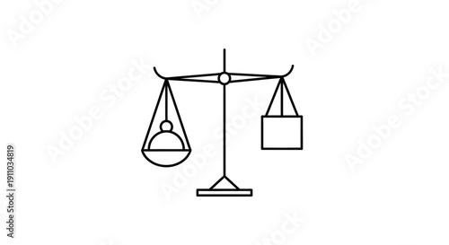 Minimalist Scales Depicting Equilibrium, Justice, and Balancing Concepts In a Simple Style