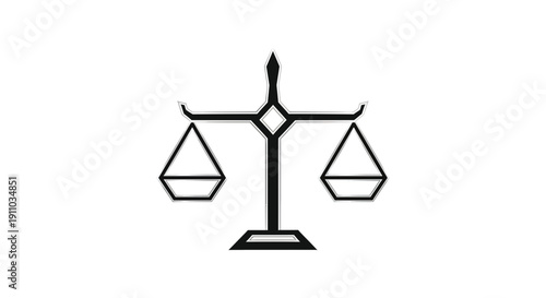 Minimalist Scales Of Justice Symbol In Black And White Illustrating Equity And Balance