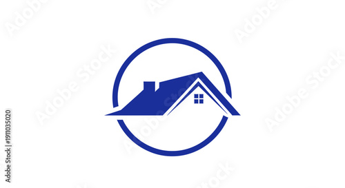 Minimalist Real Estate Logo Design Presenting Home Icon Inside Circle Shape