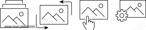 picture gallery photo black line icon set vector gear sign vector illustration editable stroke