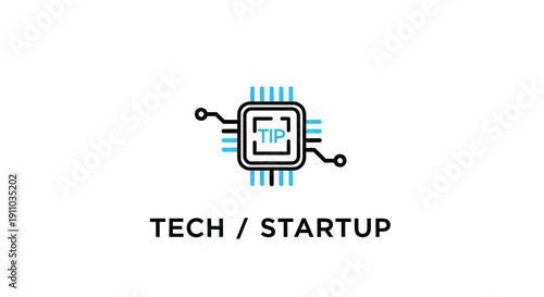 Minimalist Technology Startup Logo Design, Modern Tech Icon for Branding Conceptualization