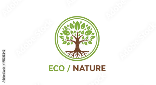 Minimalist Tree Logo Representing Ecology, Conservation, And Sustainable Living Principles