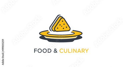 Minimalist Triangle Appetizer Illustration On A Plate For Modern Food And Culinary Branding