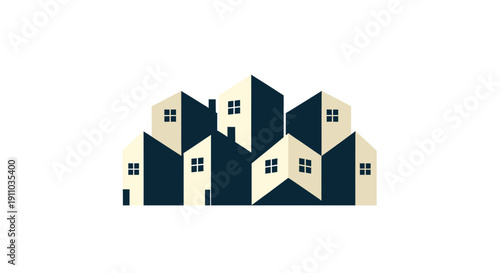 Minimalist Urban Housing Illustration Representing A Community Or Suburb In Simple Style