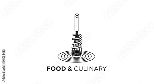 Minimalist Whisk Illustration Represents Culinary Arts And Food Preparation