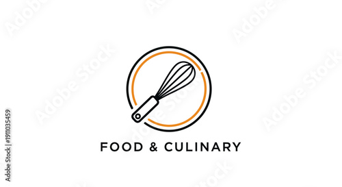 Minimalist Whisk Logo for Culinary and Food Industry Services with Circular Design