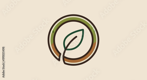 Minimalistic Leaf Logo in Brown and Green Colors, Symbolizing Nature and Ecology