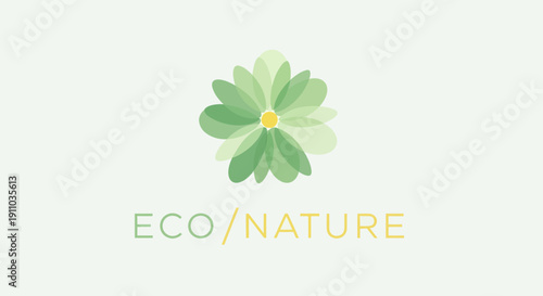 Minimalistic Eco Logo Featuring A Green Flower Design: Nature-Friendly Branding
