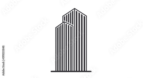 Modern Abstract Building Illustration In Striking Black And White Aesthetic Design